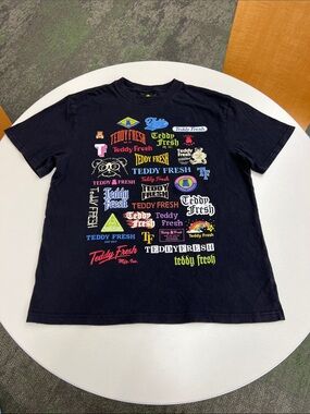 Teddy Fresh short sleeve black colorful logo tee shirt large streetwear summer